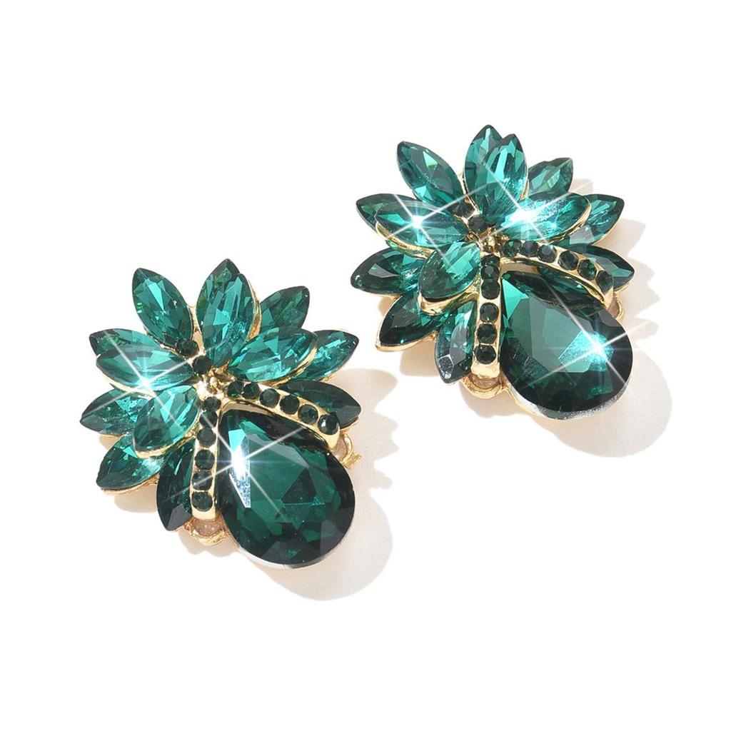 Rhinestone Flower Stud Earrings: Trendy Exaggerated Style, Versatile Luxury Fashion Ear Accessories