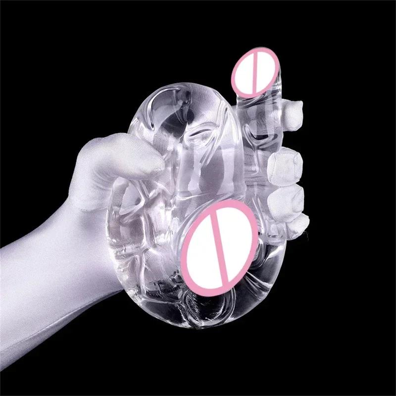 U Shape Double Head Dildo Soft Crystal Silicone Anal Plug Vagina Anus Massager Analplug Lesbian Gay Penis Sex Toys for Women Men