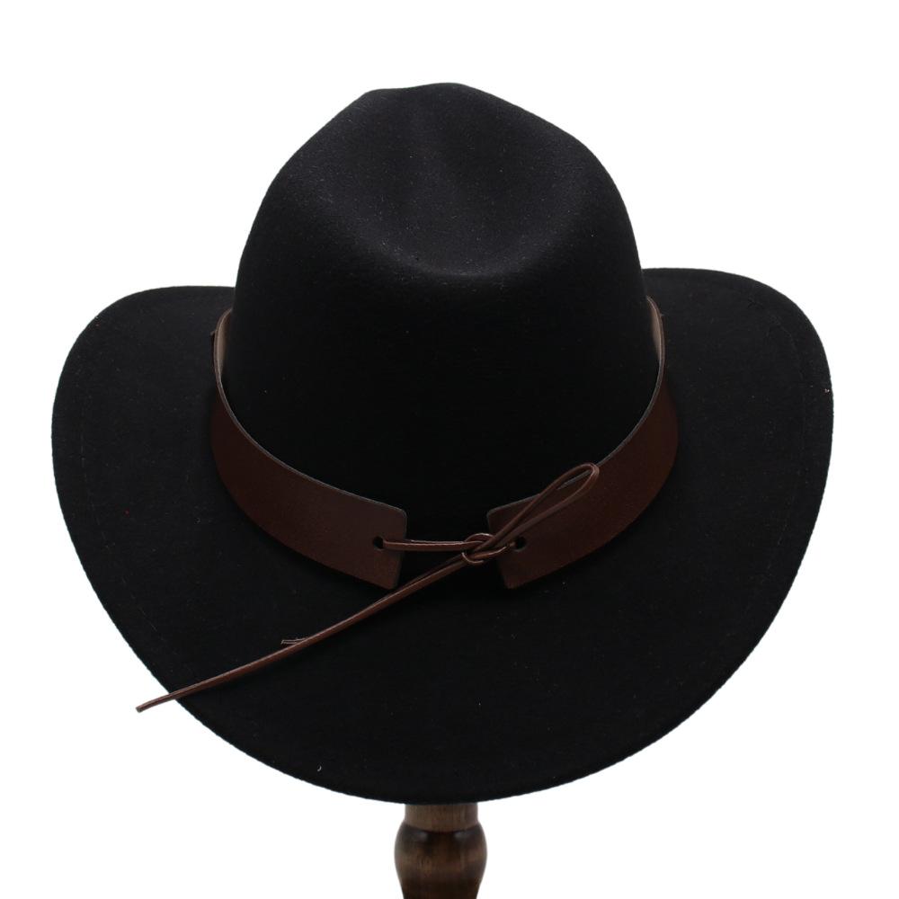 Two-Color Black Top Hat Western Cowboy Hat Ethnic Style Jazz Hat Bull'S Head Tweed Hat Men And Women