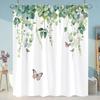Tropical Greens Botanical Bath Shower Curtain Floral Butterfly Washable Hanging Curtain Bathroom Shower And Tub Decor With Hooks