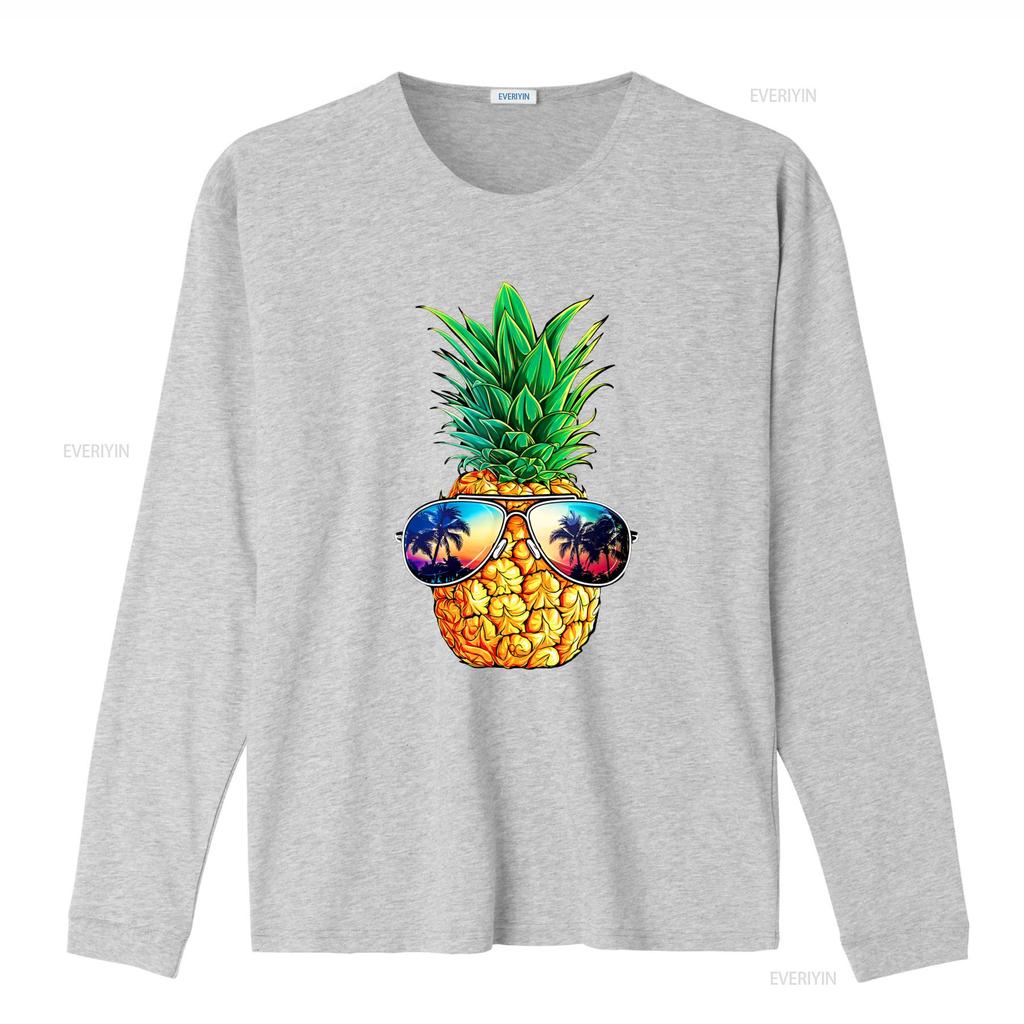 Fashion Pineapple Sunglasses T Shirt Aloha Beaches Hawaii Hawaiian Black Vintage Washed Streetwear Fashion Soft Casual Slightly