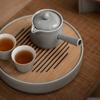 Round Tea Trays Bamboo Chinese Decor Ceramic Teapot Base Living Room Grey Trays Kung Fu Tea Ceremony Set