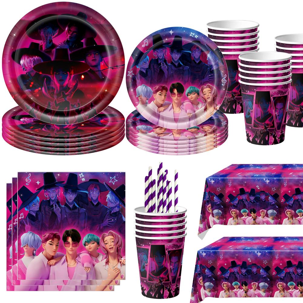 Idol Boy Kpops Demoni Vânător Petrecere de Ziua Decor Veselă De Unică Folosință Față de Masă Pahar Farfurie Balon Petrecere Baby Shower Consumabile