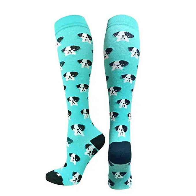 Compression Stockings Men Women Running Stripes Dots Love Claws Stars Sport Flight Nylon Varicose Veins Knee Long Socks