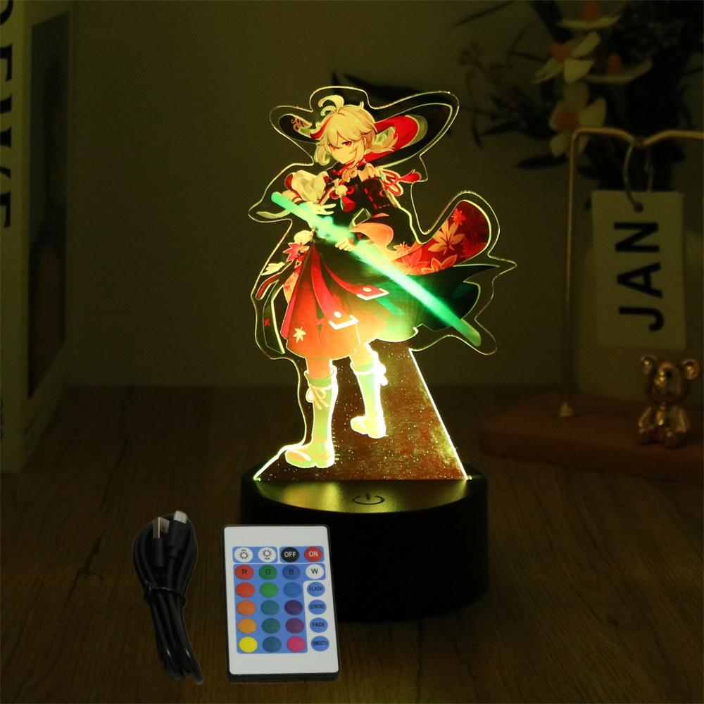 Anime Figures 3D Night Light Genshin Impact RGB LED Lamps Control 16 Colors Lights Dreamcolor for Bedroom Decor Atmosphere Gifts