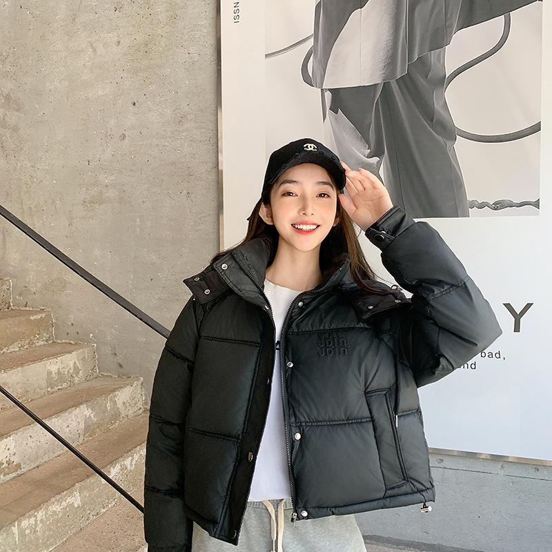 

Padded-padded women s new short winter medium and small hooded down padded jacket anti-leather thickened padded jacket M чёрный