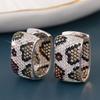 Leopard Print Full Paved Hoop Earrings for Women Trendy Gold Tone Jewelry