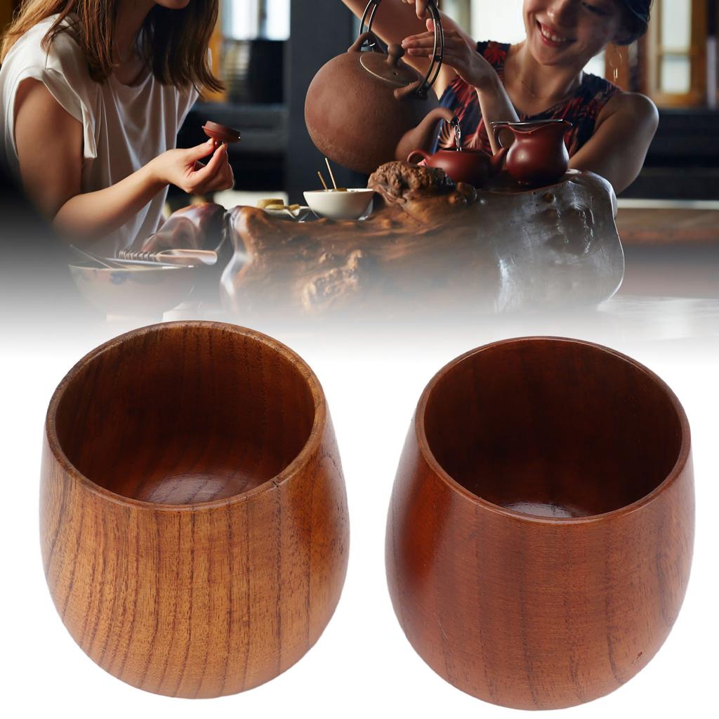 Wooden Tea Cups Multifunctional Safe Eco Friendly Wood Teacups for Drinking Tea Coffee Wine Beer Hot Drinks
