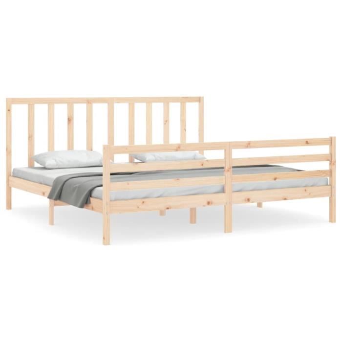 VidaXL Cadre de lit avec tête de lit 200x200 cm bois massif 3193811