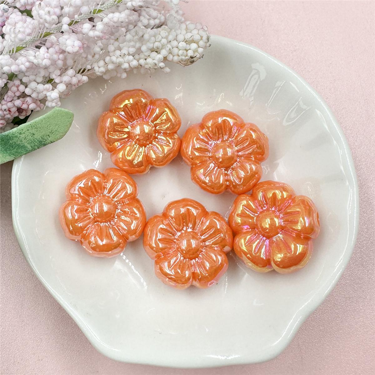 

Высококачественные 5 шт. Акриловые украшения УФ-цветное покрытие Свободные бусины DIY Ювелирные аксессуары Материалы для бисероплетения Цветок сливы 19,5 мм оранжевый