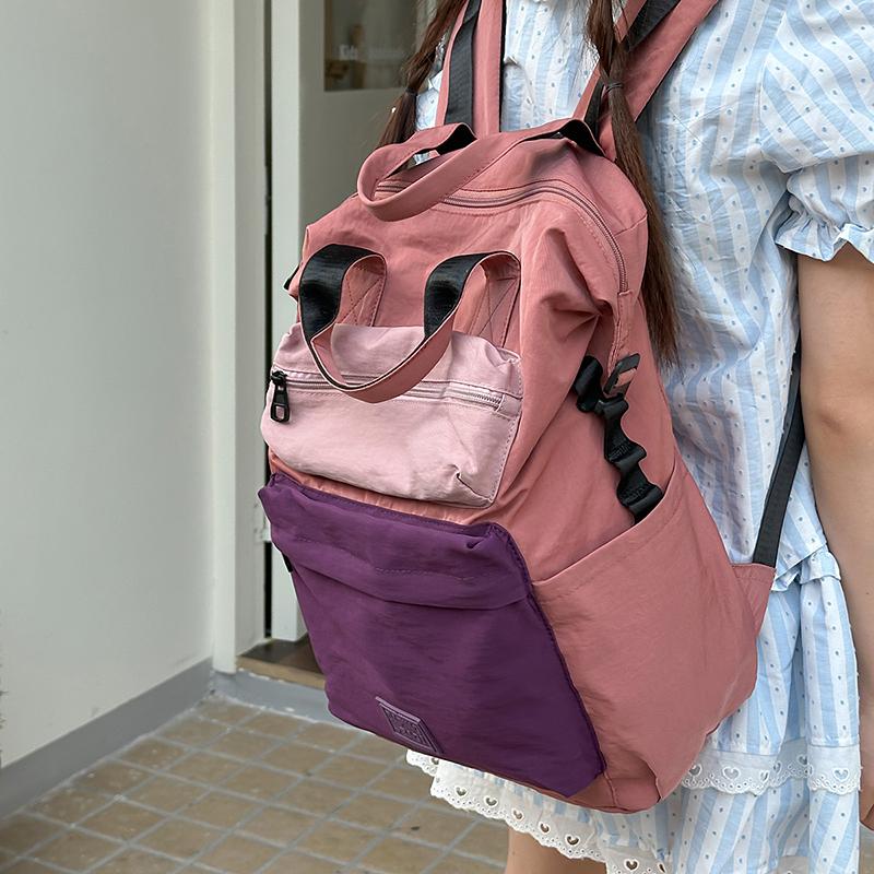 College Style Student Schoolbag Women's Color Block Backpack Computer Backpack