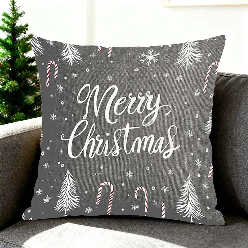 Weihnachtlich bedruckter Kissenbezug Leinen Zuhause Sofa Dekokissen Festliche Atmosphäre Kissen