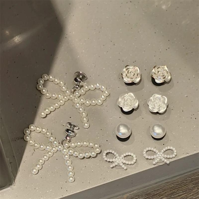 New Pearl Bow Flower Shoe Charms Detachable DIY Shoe Decorations Fashion Shoe Accessories