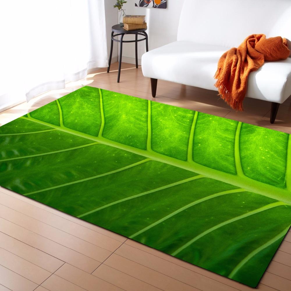 3D Leaves Dewdrop Living Room Carpet Leaf Printing Bedroom Area Rug  Home Decor Memory Foam Soft Flannel Kitchen Rug Floor Mat