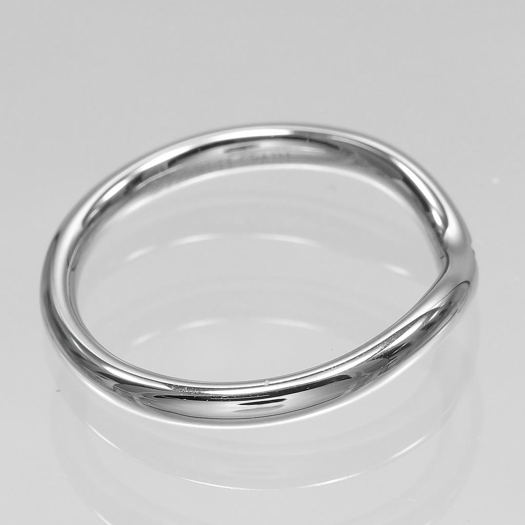 TIFFANY&Co. Curved band Ring Pt950Platinum/diamond #4.9(US Size) 3.7g Women Used