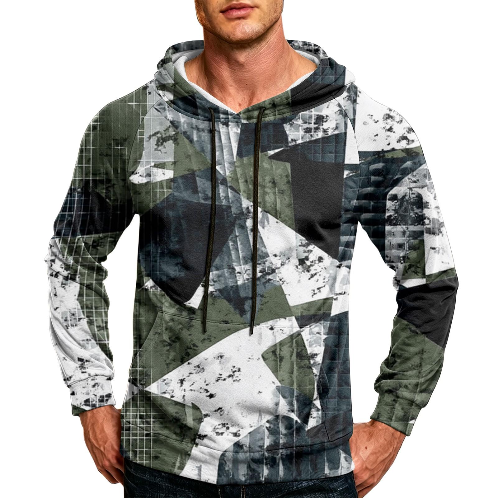Men s Color Loose Fit Casual Hoodie with Pocket and Drawstring XL
