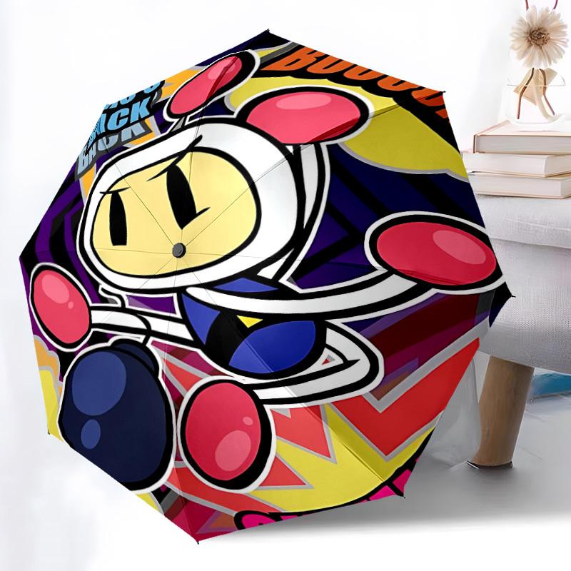 1pc Bomberman Gaming Automatic Open/Close Umbrella - Compact Travel Umbrella, Perfect for Women & Men - Ideal Birthday/Christmas Gift, 186