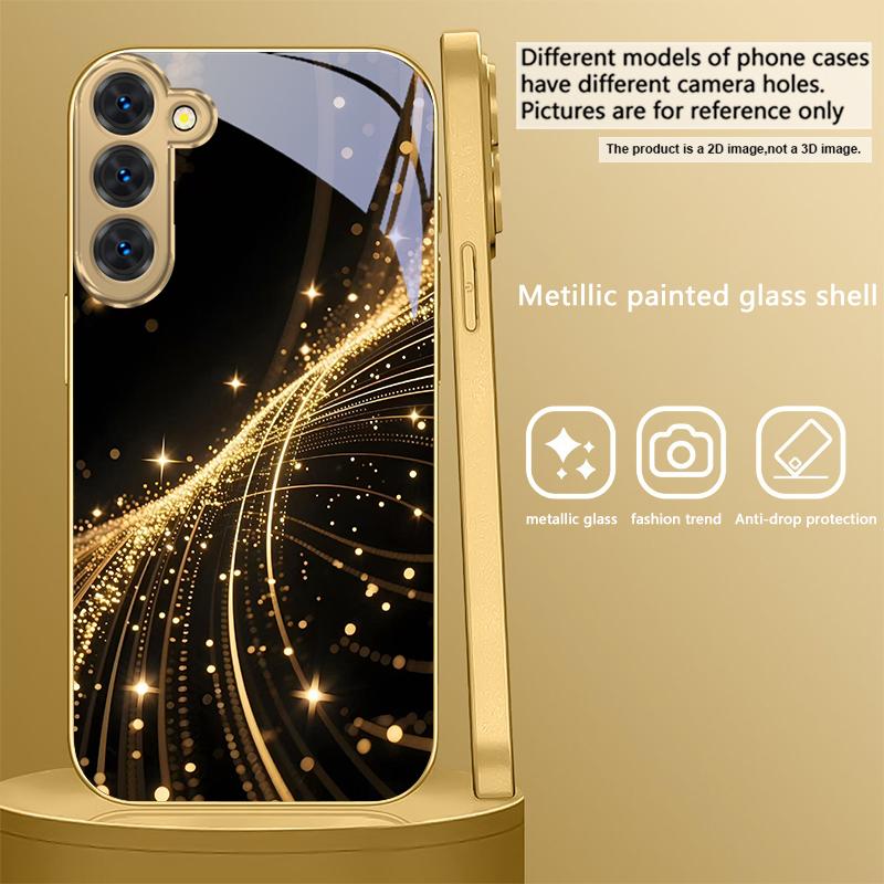 Noble Golden Curve For Samsung Galaxy S20 FE S21 S22 S23 Plus S24 Ultra 25Ultra S21+ S9+ S22Plus Golden glass phone case