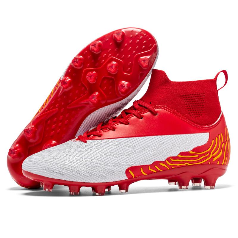 New Football Shoes Men's High-top Fly-woven Socks Mouth Youth Student Sports Game Spike Football Shoes