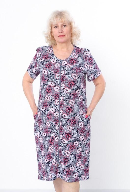 Damen Atmungsaktiver Sommer-Bademantel – Weiche Baumwolle Kulir mit durchgehendem Reißverschluss & Schicken Prints, Alltagskomfort, Sommer, 8205-002 HC