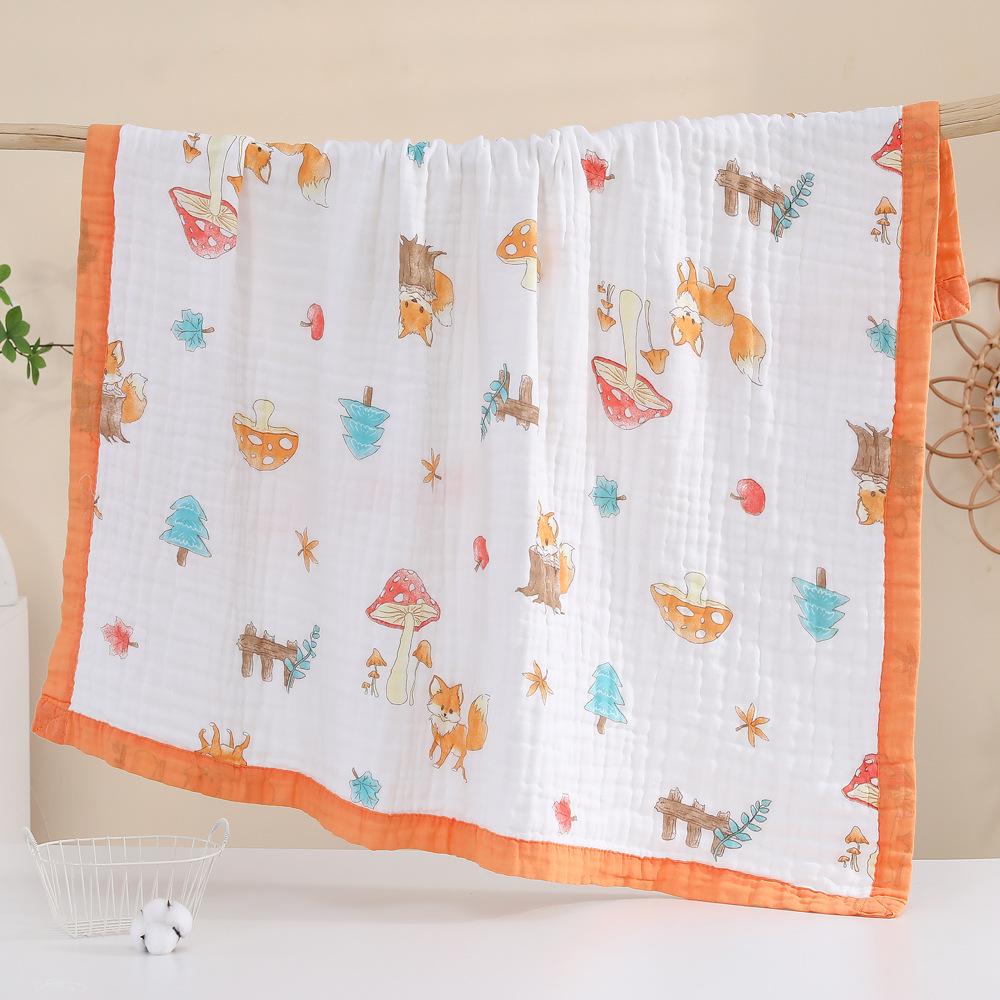 

Customizable Six-Layer Cotton Seersucker Children s Quilt & Baby Towel - Soft, Absorbent, & Wide-Edged Blanket 120x150 cm