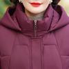 Medelålders Damjackor Vinter Korta Kappor Med Huva Eleganta Tjocka Varma Plus Size Parkas för Kvinnor Ytterkläder