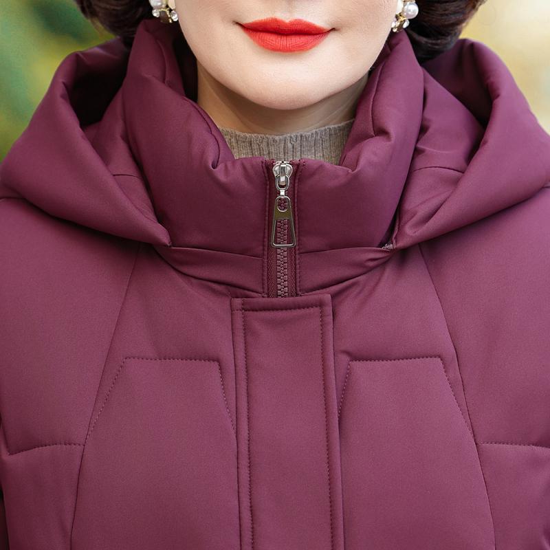 Jaquetas de Senhora de Meia Idade Casacos Curtos de Inverno com Capuz Elegantes Quentes Grossos Tamanho Plus Parkas para Mulheres Agasalhos