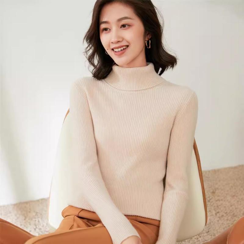 Turtleneck female slim-fitting strips autumn and winter new long-sleeved inner pullover sweater bottoming shirt lapel