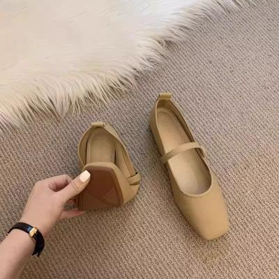 Evening French Gentle Wind Single Shoes Women's Shallow Mouth Square Head Thick Heel with Skirt Fairy Style Versatile Work Soft Sole Women's Shoes