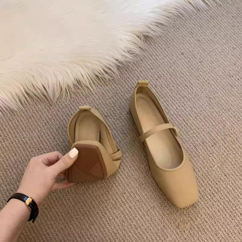 Evening French gentle wind single shoes women's shallow mouth square head thick heel with skirt fairy style versatile work soft sole women's shoes
