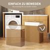 2 Section Laundry Basket with Lid, 100L Bamboo Laundry Hamper with Handles, Removable and Washable Liner, Brown