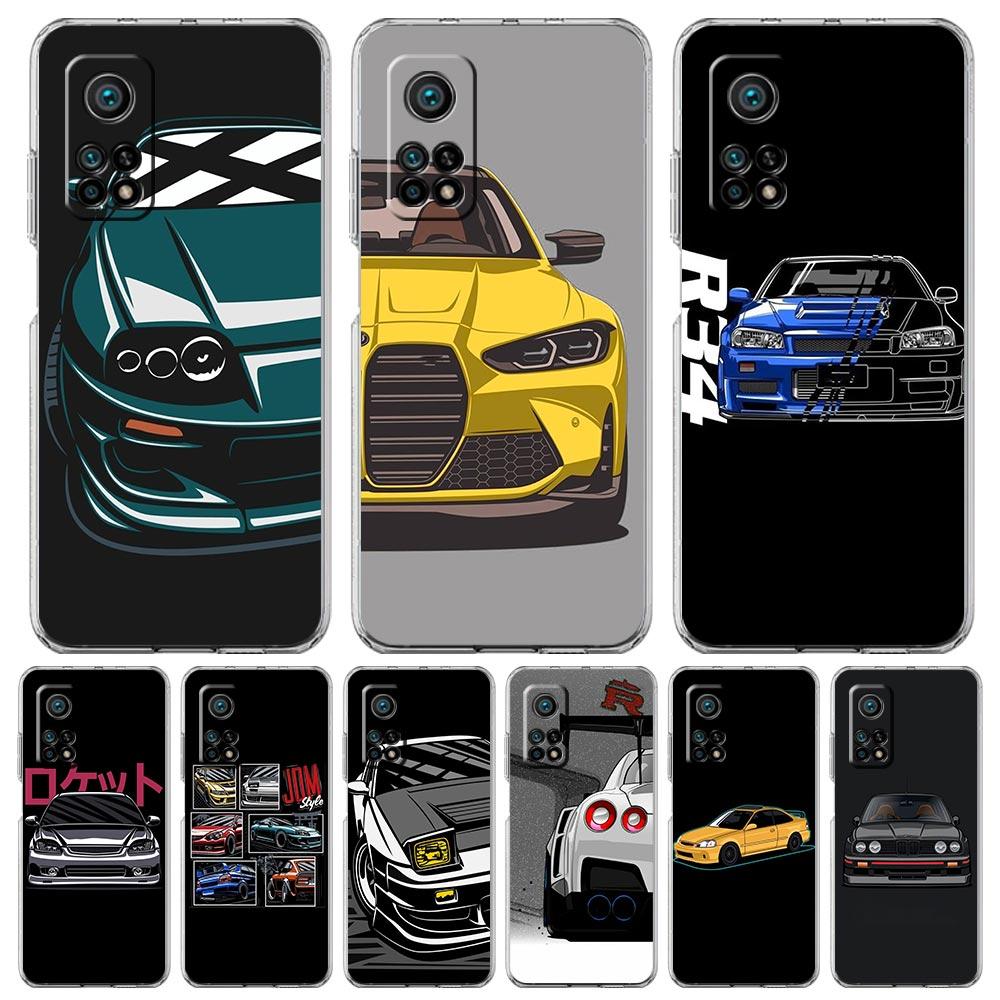 Phone Case For Xiaomi Poco X6 X5 NFC X3 F6 F5 Pro F4 F3 M3 14 13T 12T 12 13 Lite 11 Mi 5G Clear Cover JDM Type R Civic Sport Car