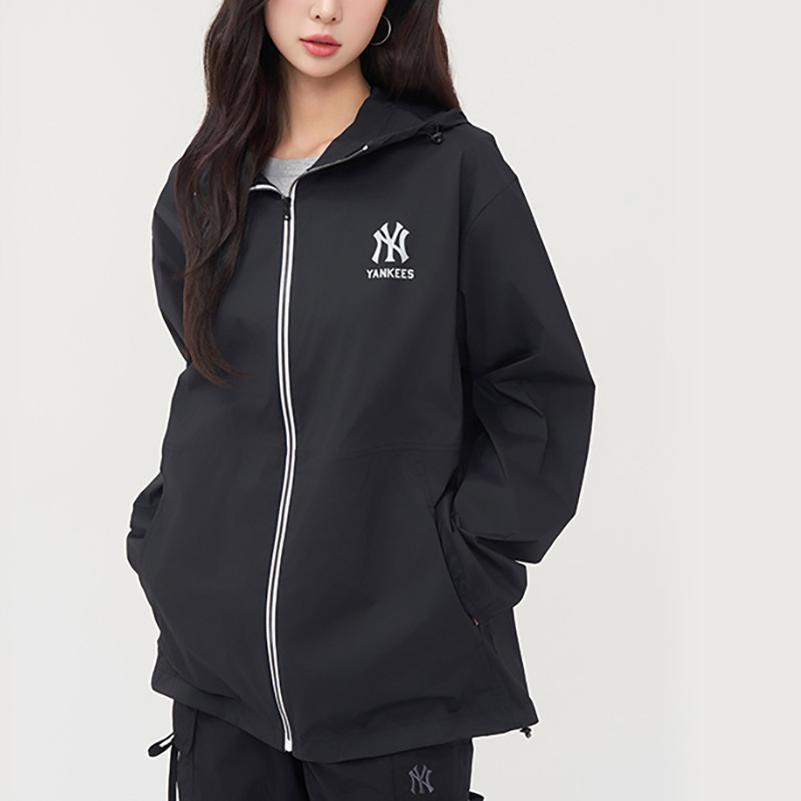 MLB Letter Logo Zip-Up Hoodie Jacket Unisex jackets Black 3AWJV0353-50BKS
