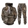 Høst og vinter Dyr Blader Kamuflasje 3D Treningsdresser Menn Utendørs Glidelås Fiske Camping Jaktsett Unisex Streetwear-dress