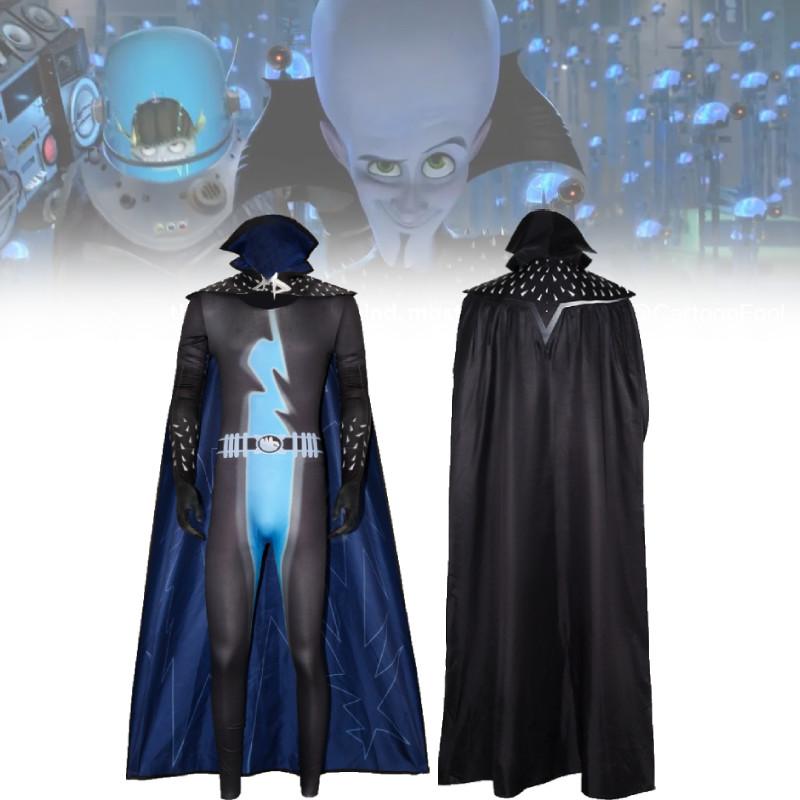 Megamind-Plüschkostüm für Superschurken-Cosplay aus kuscheligem Chenille-Stoff mit niedlichem Design. Erhältlich in verschiedenen Größen von S bis XXL.