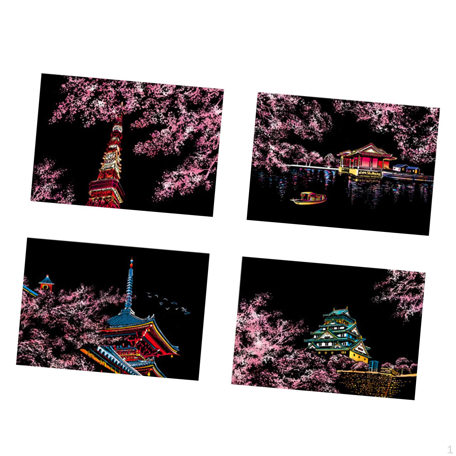 

4 шт. Райдужна скретч-паперова картка Художнє ремесло Розвиваючі іграшки Декоративний трафарет Намалюйте малюнок Style C