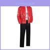 Conjunto de Traje de Palco Michael Jackson Com Couro PU Vermelho Para Cosplay e Performance