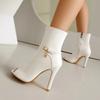 Damen Cool-Stiefel mit hohen Absätzen, sexy europäischer und amerikanischer Stil, Frühling und Sommer neu, dünne Absätze, große Größen, Peeptoes
