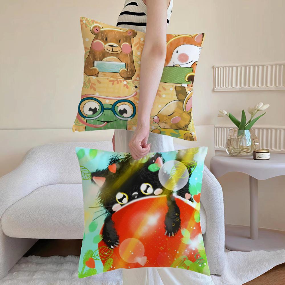 Kwaii Anime Cute My-Mymyberries Art Cushion Cover Pillowcase Short Plush Invisible Zipper Room Sofa Cushion Cover
