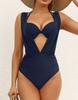 Women's Swimsuit Solid Color Deep V Hard Cup Backless Halter Neck Bikini Split Set Beachwear Bathing Suits
