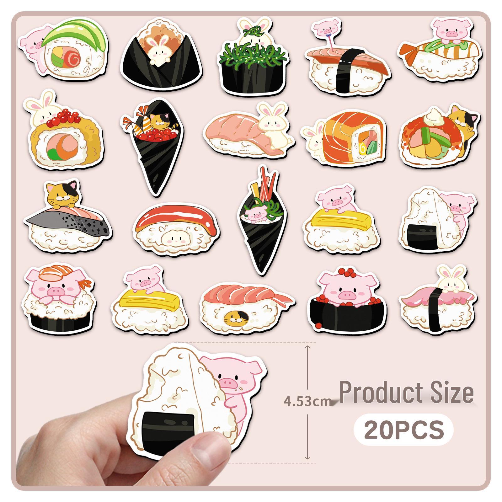 20pcs Japanese Sushi Soft Magnetic Refrigerator Magnets - Waterproof Cartoon Food Stickers