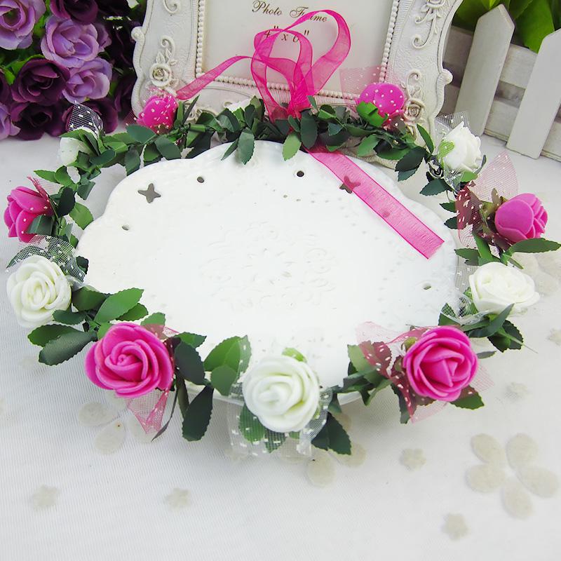 Rose Blumen Krone Stirnband Kranz Mädchen Stirnband Blumen Für Party Hochzeit Braut Dekor Haarband Kopfbedeckung Prom Kopf Wrap