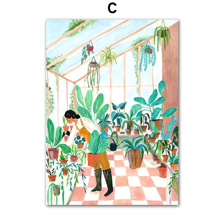 Reise Landschaft Wandkunst Kaffee Frau Lesen Pool Blatt Leinwand Malerei Poster Drucke Bilder Für Wohnen Innenraum Zimmer Dekor