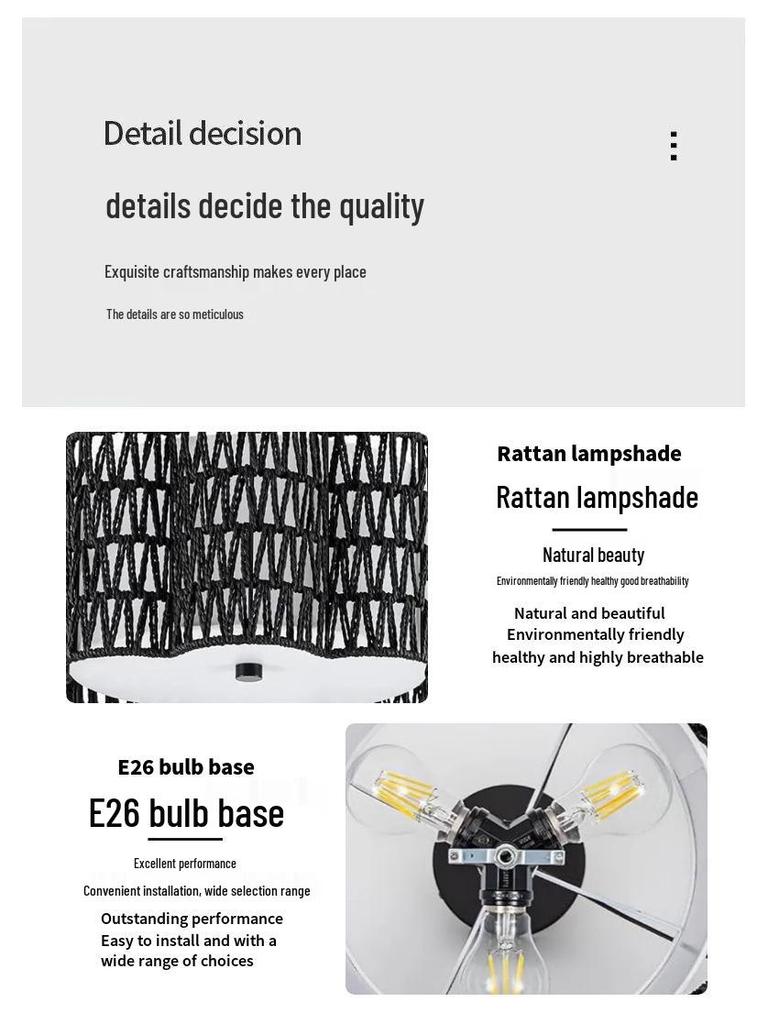 Bohemian Rattan Ceiling Light for European-Style Bedrooms & Hallways