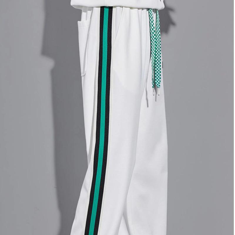 Pantalon rayé tendance d'été pour homme à jambes larges - Coupe ample style décontracté sportif