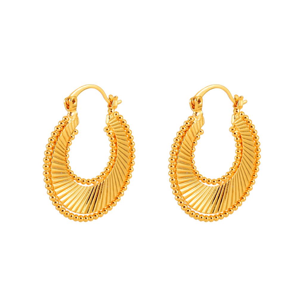 European & American Style U-Shaped Striped Texture Earrings for Women - Unique, Versatile Design