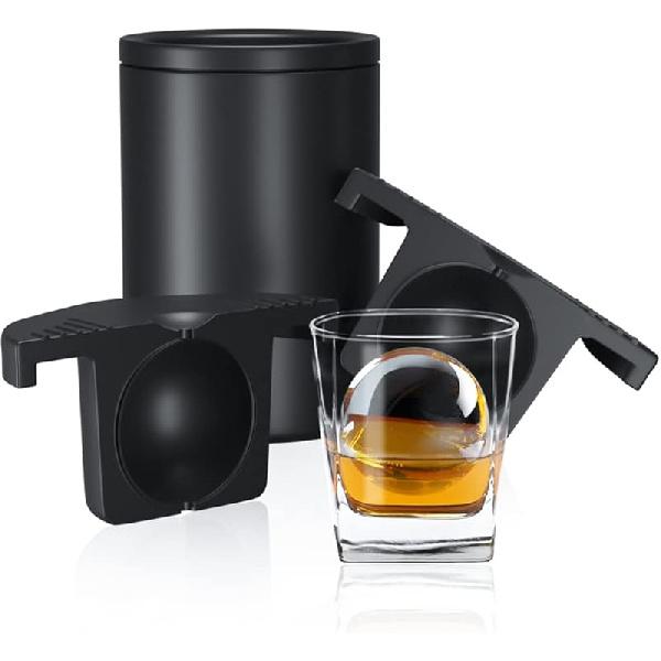TINANA Crystal Clear Ice Ball Maker, 4 Cavity Large Clear Ice Balls Form, 2.5” Round Ice Sphere Trays for Whiskey, Cocktail, Brandy, Bourbon 1 ice ball
