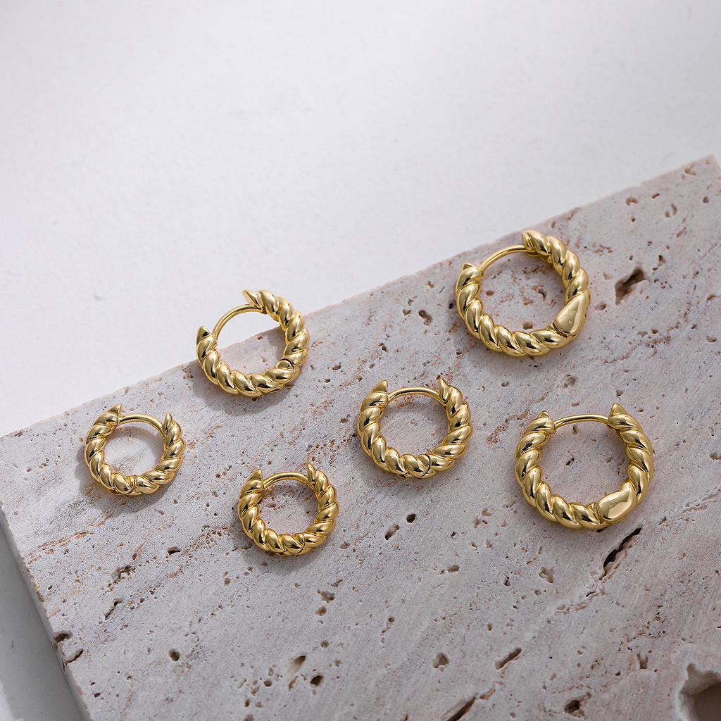 New Trendy Twisted Small Hoop Earrings for Women Fashion Gold Color Metal Circle Tiny Hoops Huggie Ear Buckle Jewelry 2026