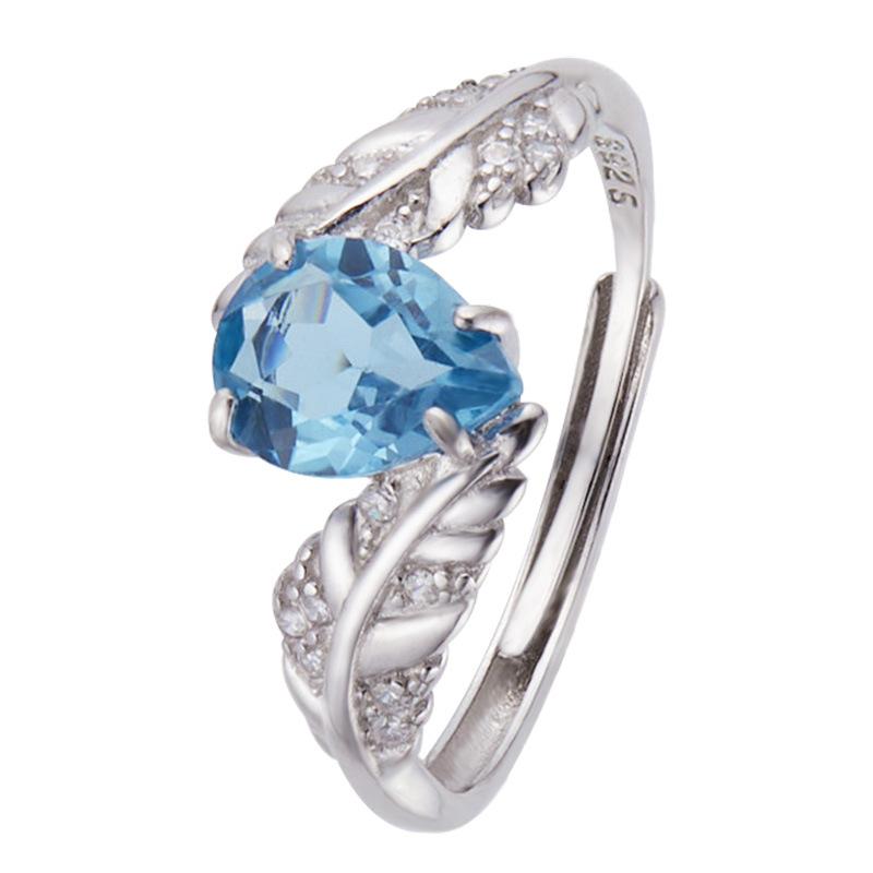 Color Treasure Jewelry Natural Citrine Ring S925 Sterling Silver Topaz Garnet Amethyst Open Ring