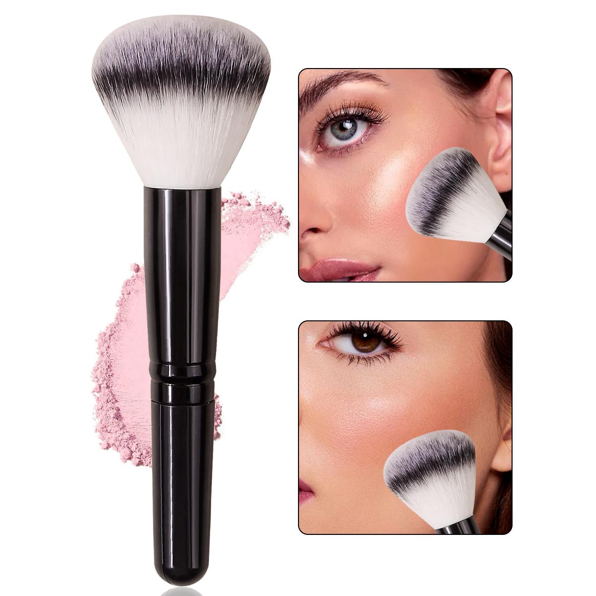 

1PCS portable travel makeup brush, short-handled blush brush,loose powder brush,highlight brush,new multi-functional makeup tool чёрный